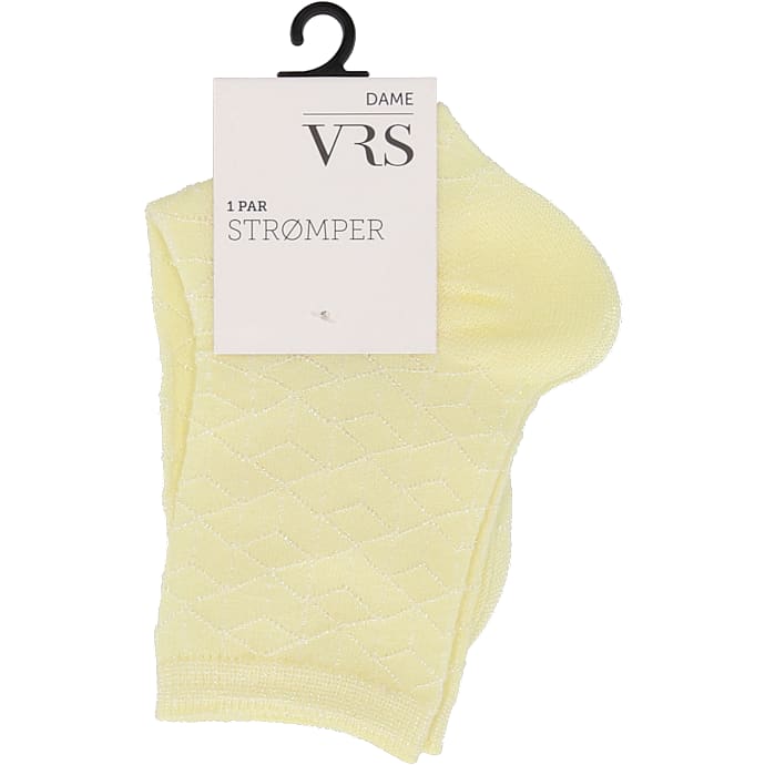 VRS dame glimmerstrømper med mønster str. onesize - gul