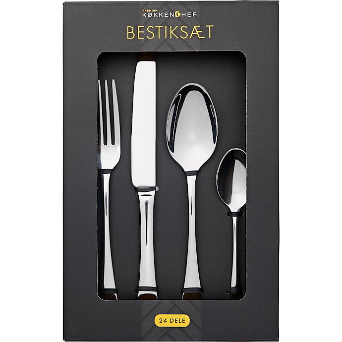 Køkkenchef Premium bestiksæt 24 dele - blank