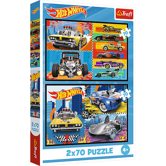 Hot Wheels puslespil - 2 x 70 brikker