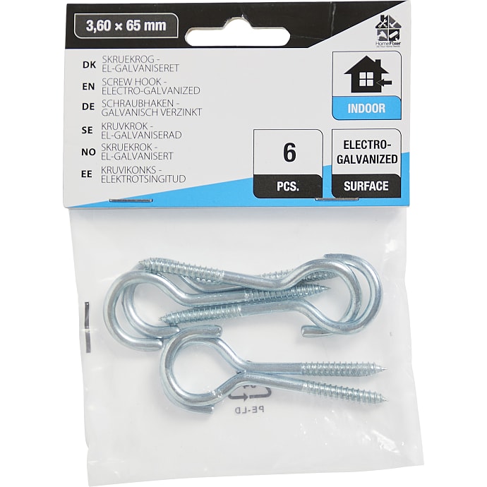 HomeFixer skruekrog 3.60x65 mm 6 stk