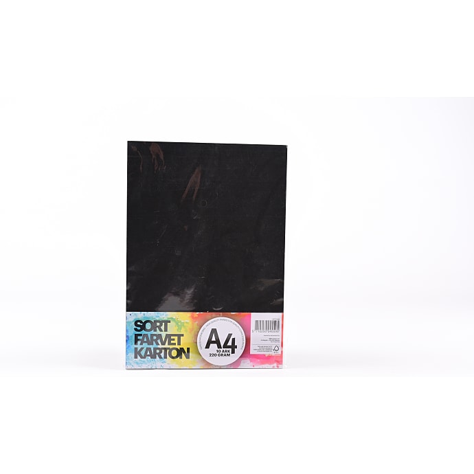 Farvet karton A4 10 ark - sort
