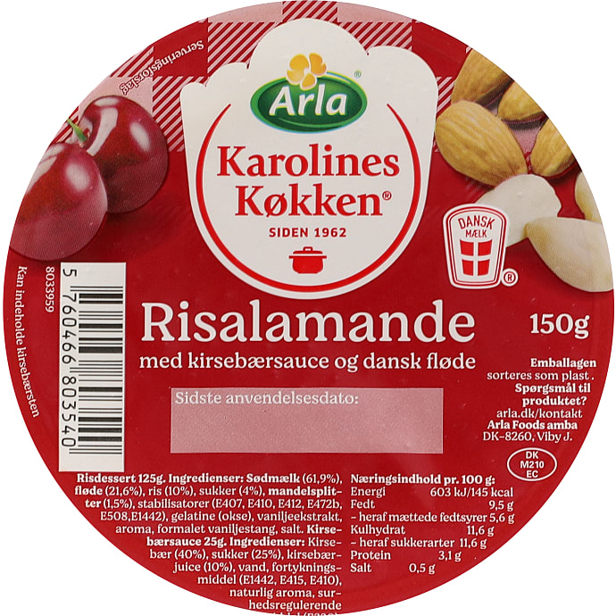Risalamande m. kirsebærsauce – produktbillede