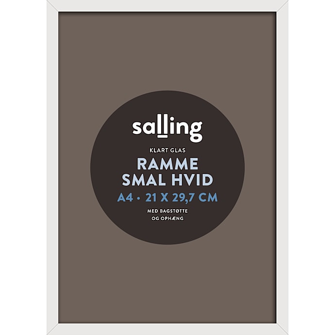 Hvid ramme m. glas - 21x29,7 cm