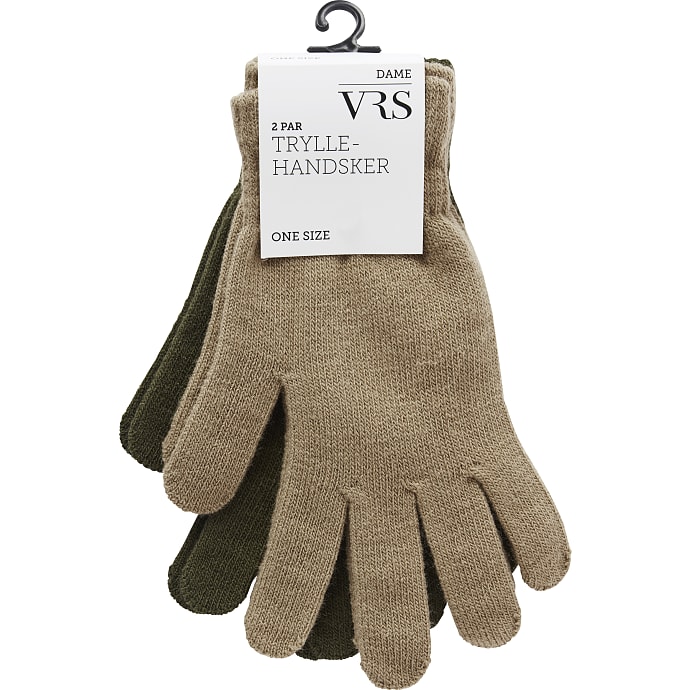 VRS dame 2-pak tryllehandsker str. onesize - sand/army