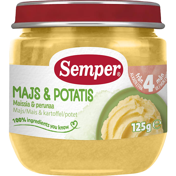 Mos m. majs og kartoffel fra 4 mdr.