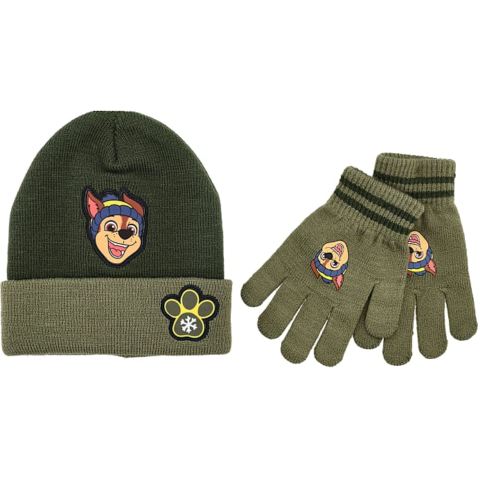 Paw Patrol børne hue/handske sæt str. onesize - oliven