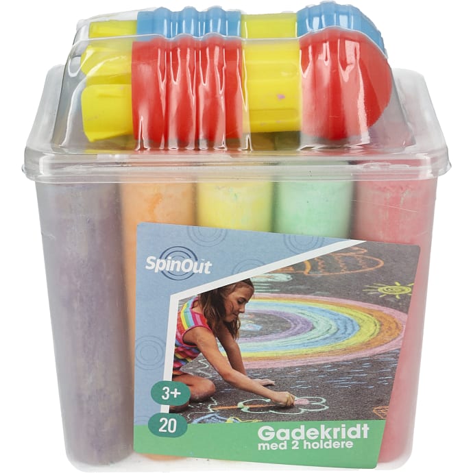 SpinOut gadekridt med holder i spand 20-pak