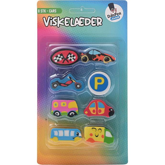 Danpen junior viskelædere biler 8-pak