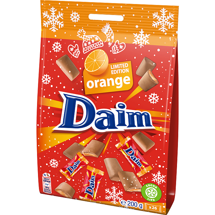 Chokolade m. mandelkrokant og appelsinsmag