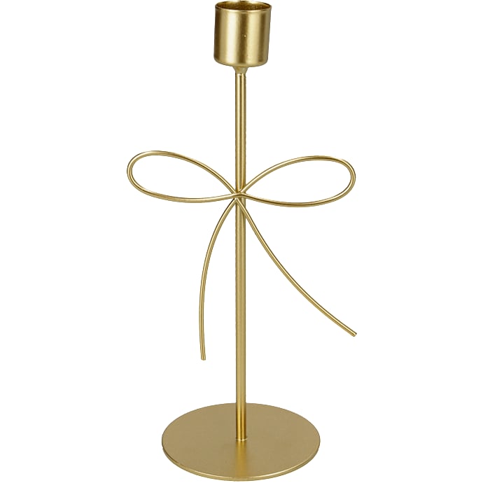 Lysestage med sløjfe 7x18 cm - guld