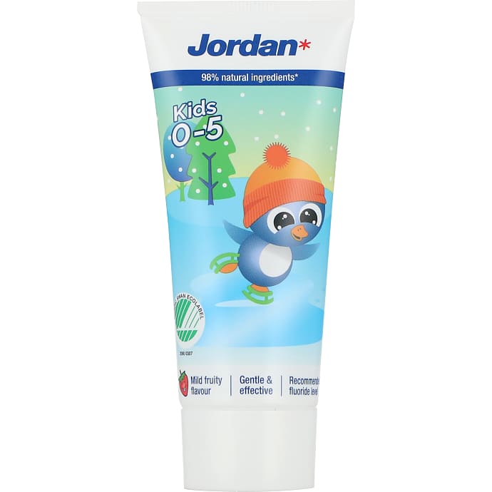 Jordan Børnetandpasta mild hindbærsmag 0-5 år