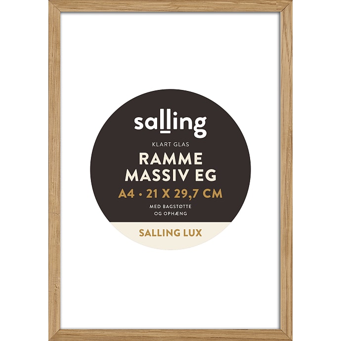 Ramme i massiv eg m. glas - 21x29,7 cm