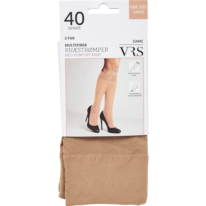 VRS dame 2-pak knæstrømper str. onesize - sand