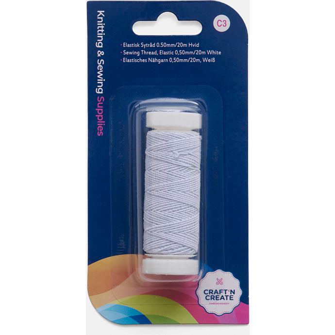 CraftnCreate elastisk sytråd 0,5 mm - hvid