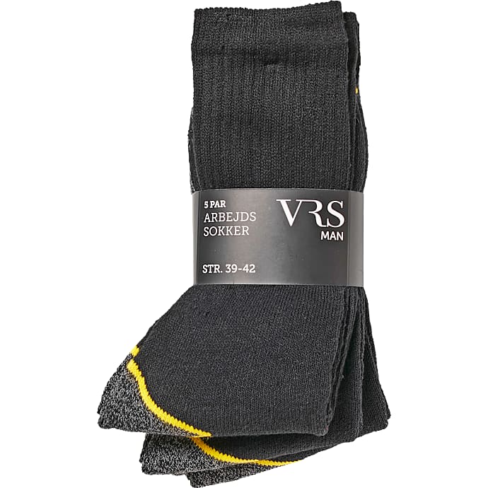 VRS Herre 5-Pak Arbejdsstrømper Str. 39/42 Sort