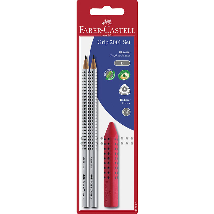 Fab-cas blyant med viskelæder 2-pk - solbær