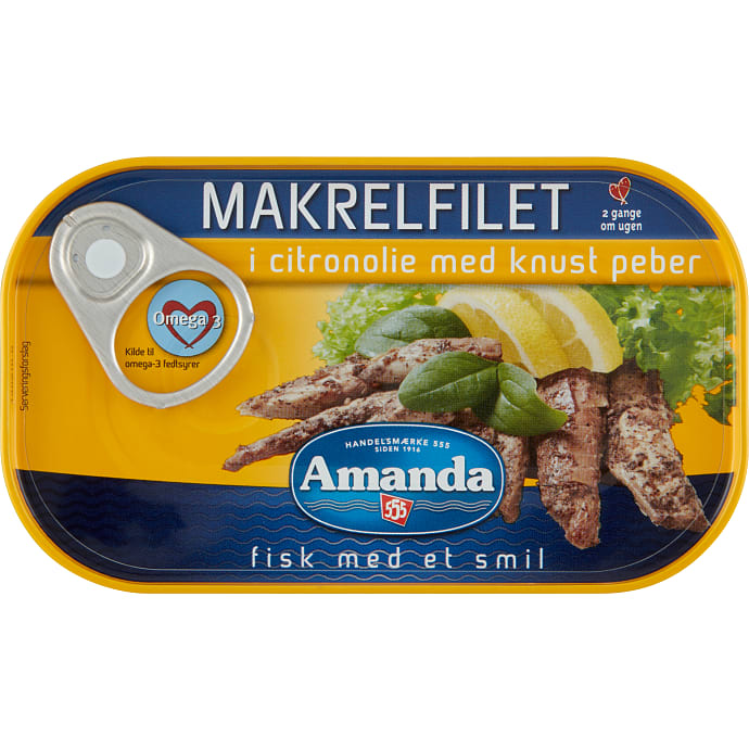 Makrelfilet i citronolie m. knust peber