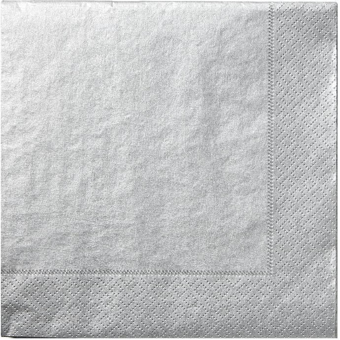 Windsor ensfarvede servietter 33x33 cm 20-pak - sølvfarvet