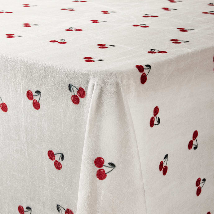 Nervøs Velour Dug Hvid Kirsebærprint