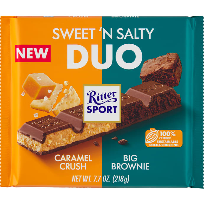 Mælkechokolade m. brownie, saltkaramel og salte kiks