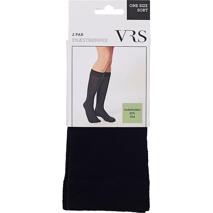 VRS Knæstrømper dame 2-pak One Size sort