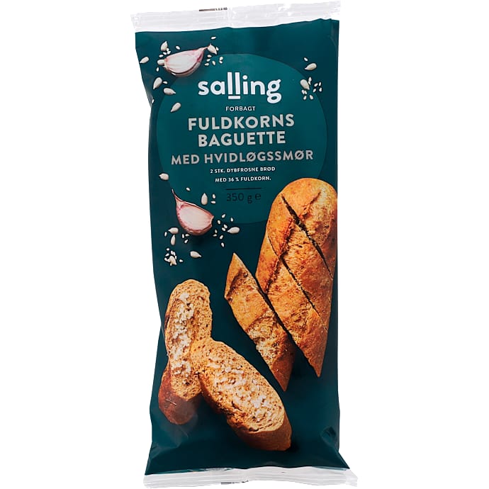 Fuldkornsbaguette m. hvidløgssmør – produktbillede