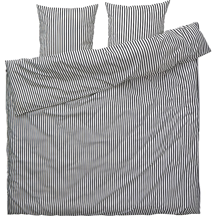 Mikrofiber sengetøj 200x220 cm - simpel sort strib