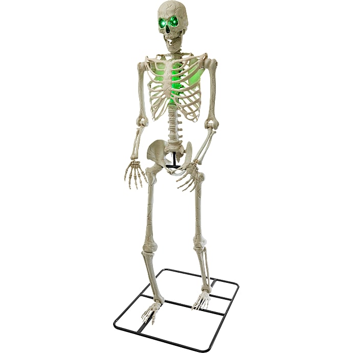 Halloween skelet med LED øjne H: 317 cm - hvid