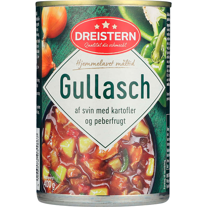 Dreistern Gullaschsuppe med Kartofler, Grisekød og Grøntsager