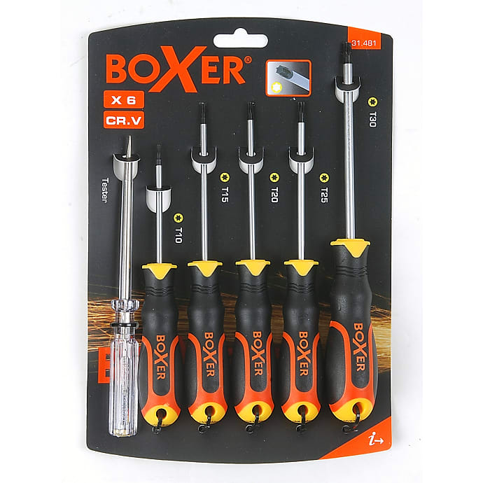 Boxer skruetrækkersæt torx 6 dele