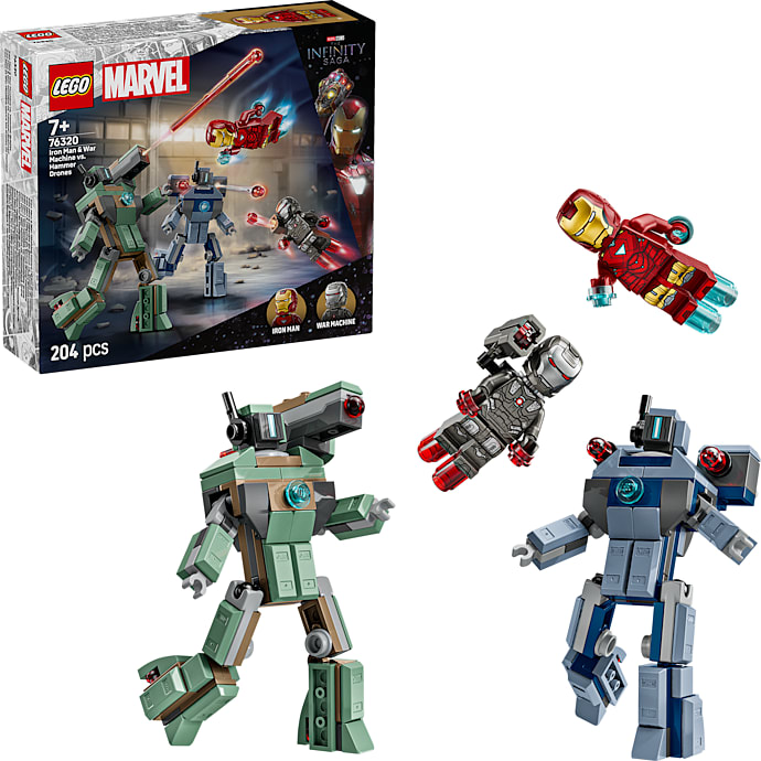 LEGO Marvel Iron Man og War Machine mod Hammer-droner 76320