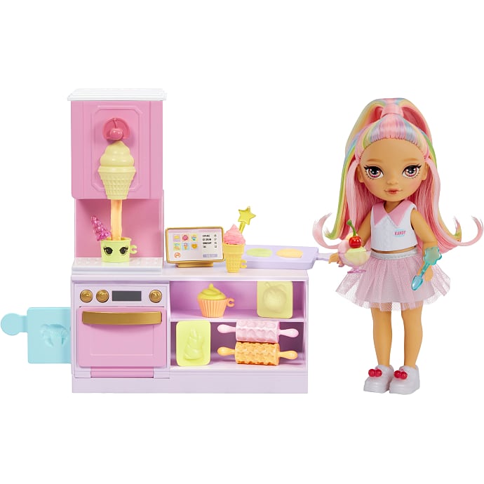 Rainbow High Dessert Shop legesættet + Littles dukke 15,4 cm