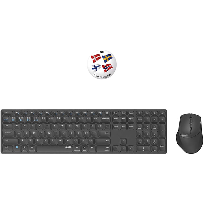 Rapoo 9800m trådløst keyboard og mus