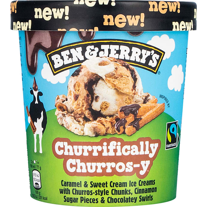 Churrifically Churros-y flødeis m. karamel, churros stykker, kanel og kakaosauce – produktbillede