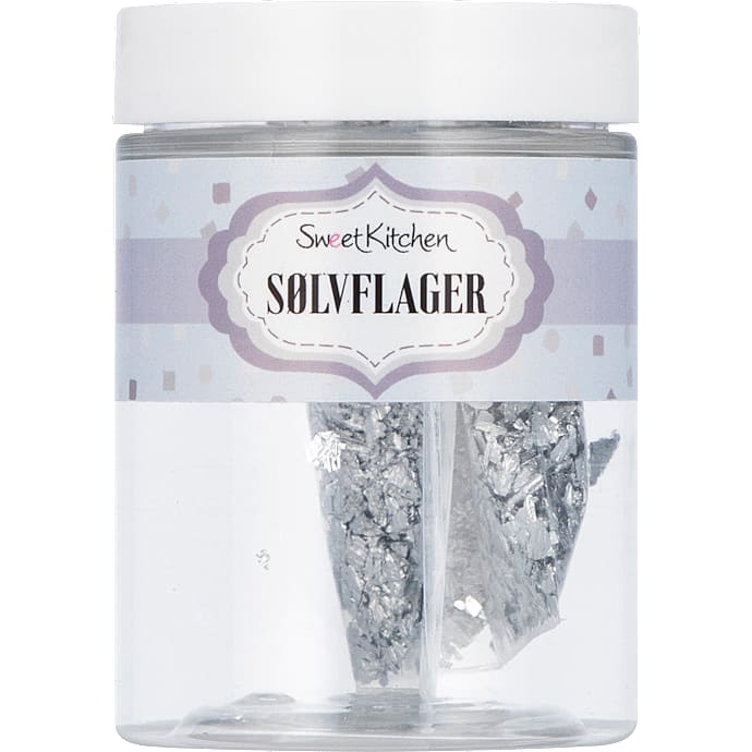 Sølvfarvede flager