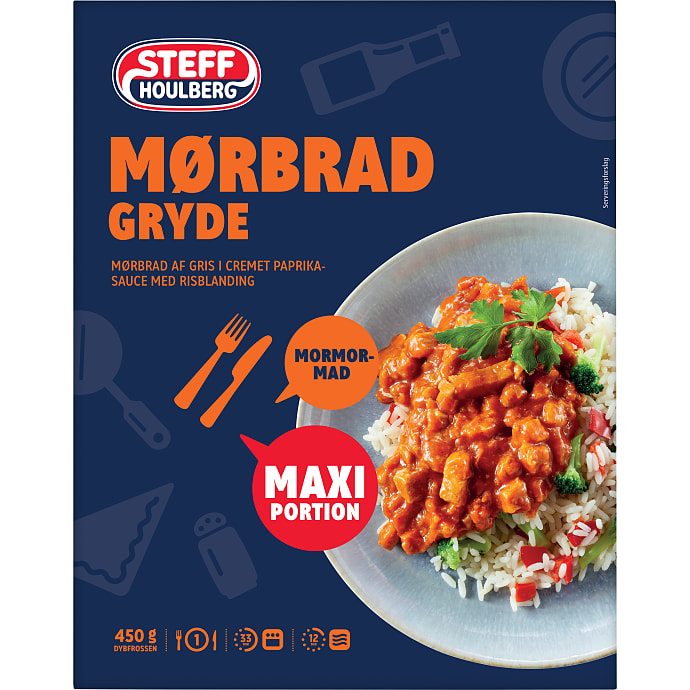 Mørbradgryde m. cremet paprikasauce og ris