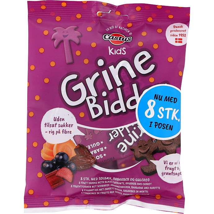 Frugtsnacks m. solbær, rabarber og gulerod – produktbillede