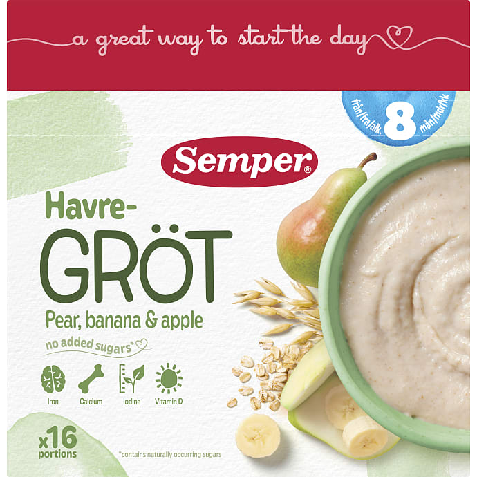 Semper Frugtgrød m. pære, banan og æble