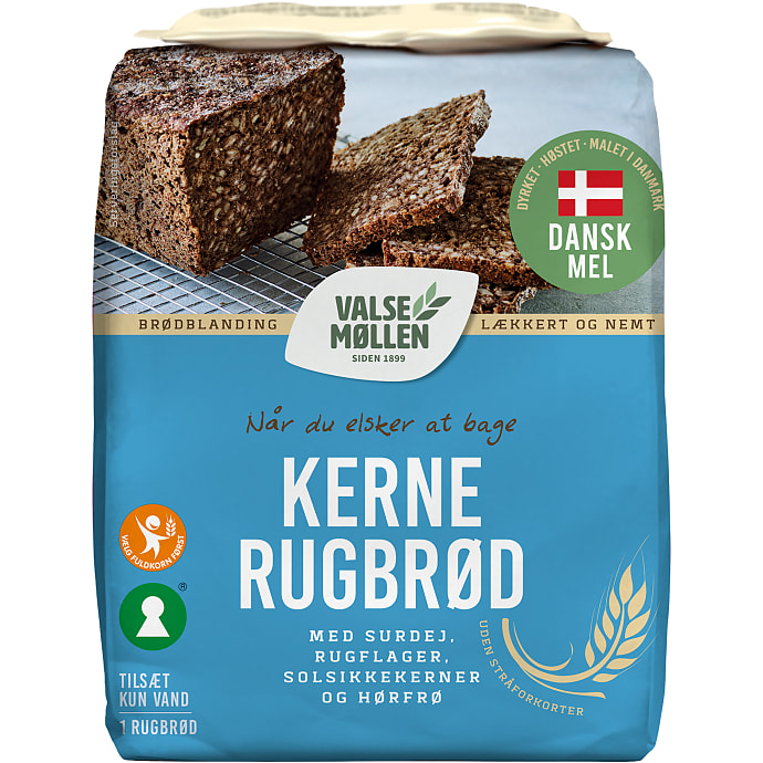 Kernerugbrød m. surdej, rugflager, solsikkekerner og hørfrø