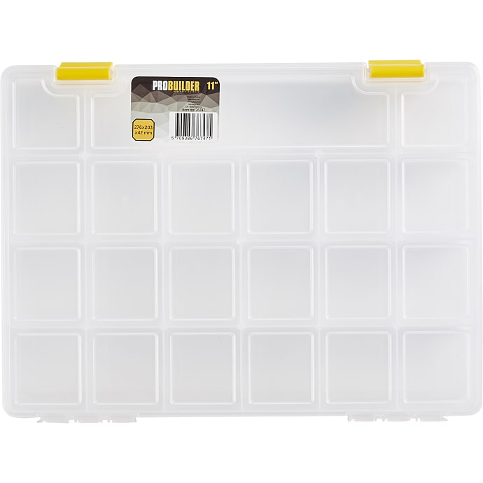 Probuilder organizer 11" med 22 rum - transparent