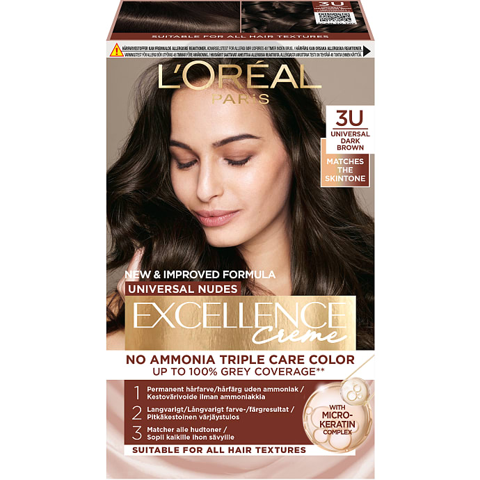 L'Oréal Paris Permanent hårfarve 3U Dark Brown