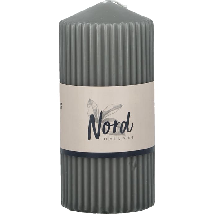 Nord Rillet Bloklys 5,7x12 cm Grå 1 stk