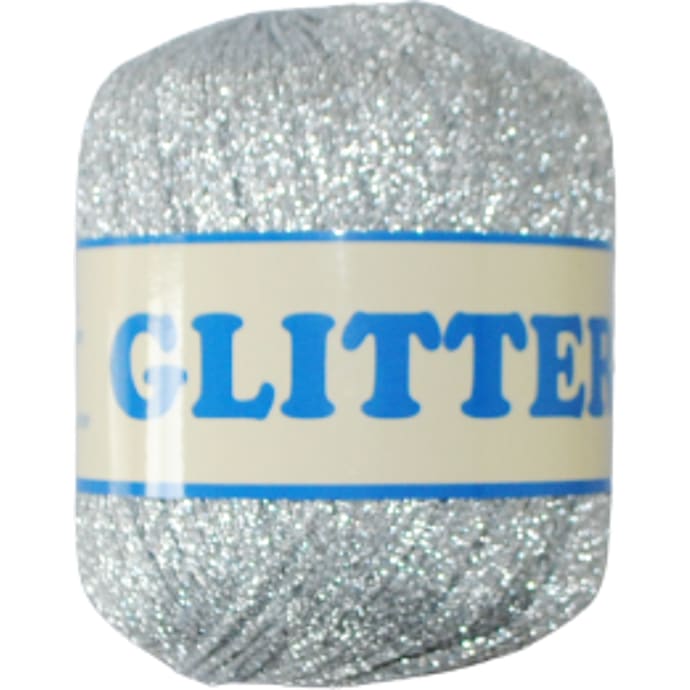 Lurex Glitter Garn Sølvfarvet