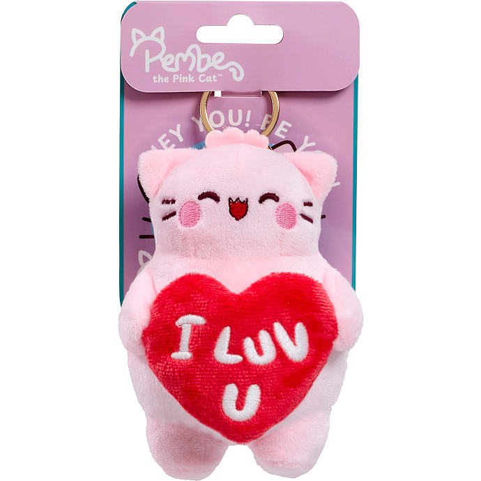 Pembe plys nøglering 15 cm - flere varianter - assorteret