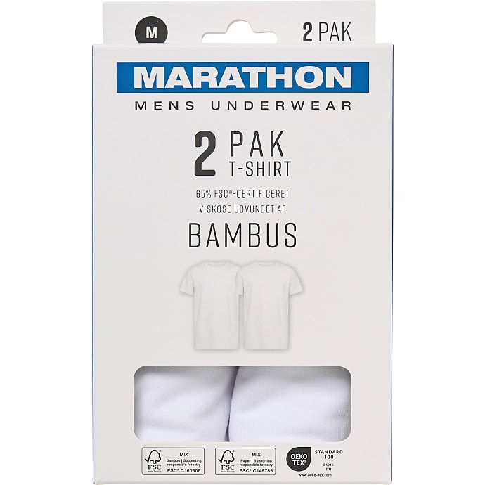 Marathon Herre Undertrøje 2-pak Str. L Hvid