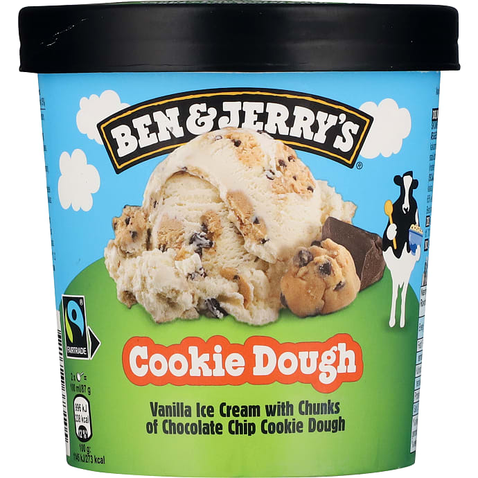 Flødeis m. vanilje og stykker af cookie dough
