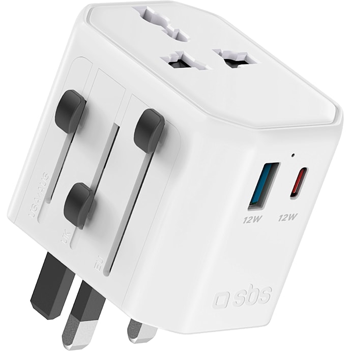 SBS Universal Rejseadaptor 20W Hvid