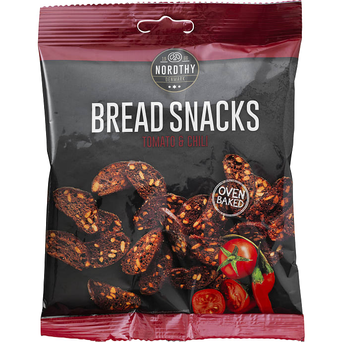 Rugbrødssnacks m. tomat og chili