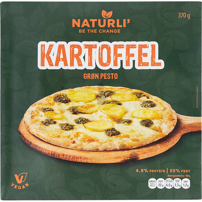 Pizza m. kartoffel og grøn pesto – produktbillede
