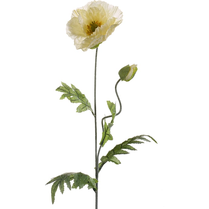 Kunstig blomsterstilk poppy råhvid